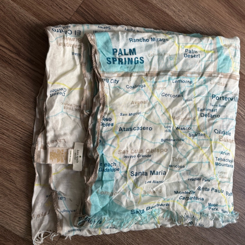 NWT Kate Spade Scarf West Coast Map